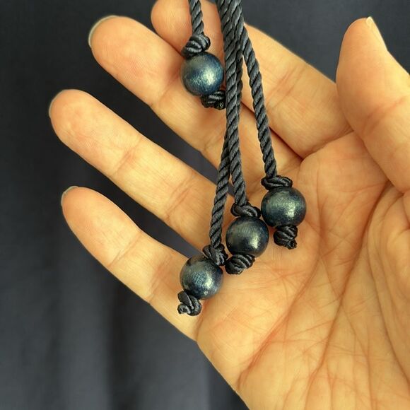 Elizabeth and James Women Solid oversize  Tunic Navy tassel Dress size small EUC - Picture 10 of 11